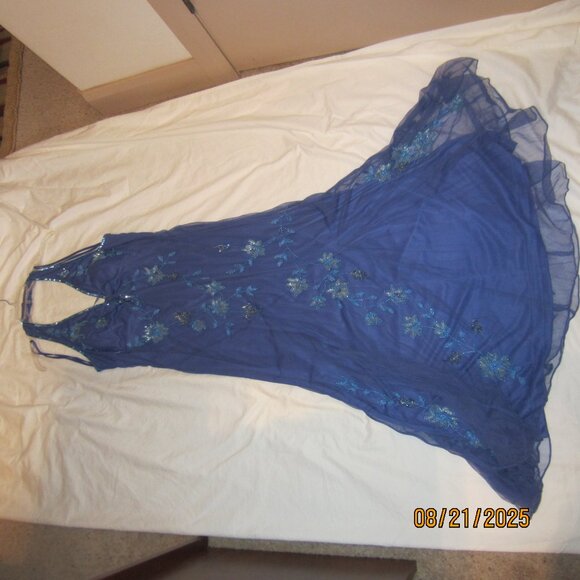 Royal Blue Beaded Evening Dress - Picture 1 of 7